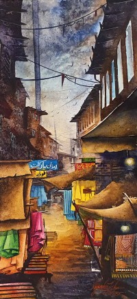 Aisha Khan, 10 x 22 Inch, Watercolor on Paper, Cityscape Painting, AC-AHK-005